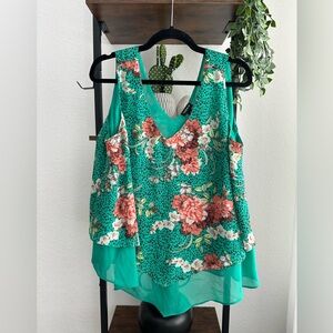 Women’s torrid double lined floral tank size‎ 00. Gorgeous print!!